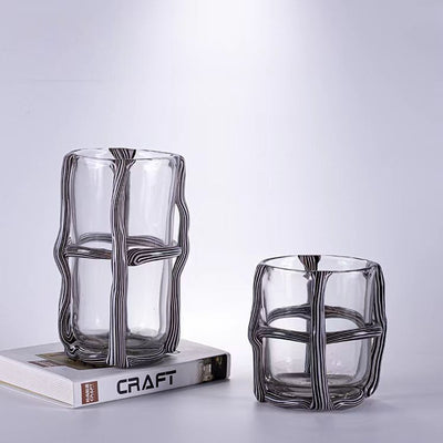 Ivory Ribbed Glass Vase - Short