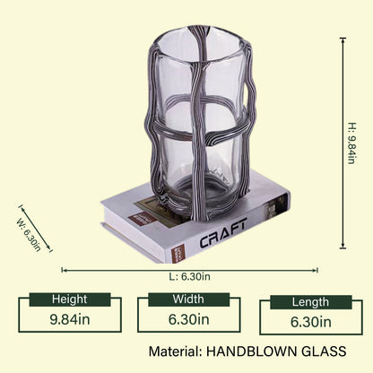 Tall ivory ribbed vase, dimension spec card