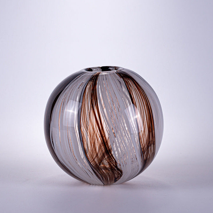 Radiant orb vase, vertical stripes, front shot