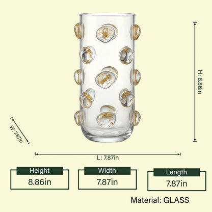 Pebble Luxe vase spec, 8.86 x 7.87in