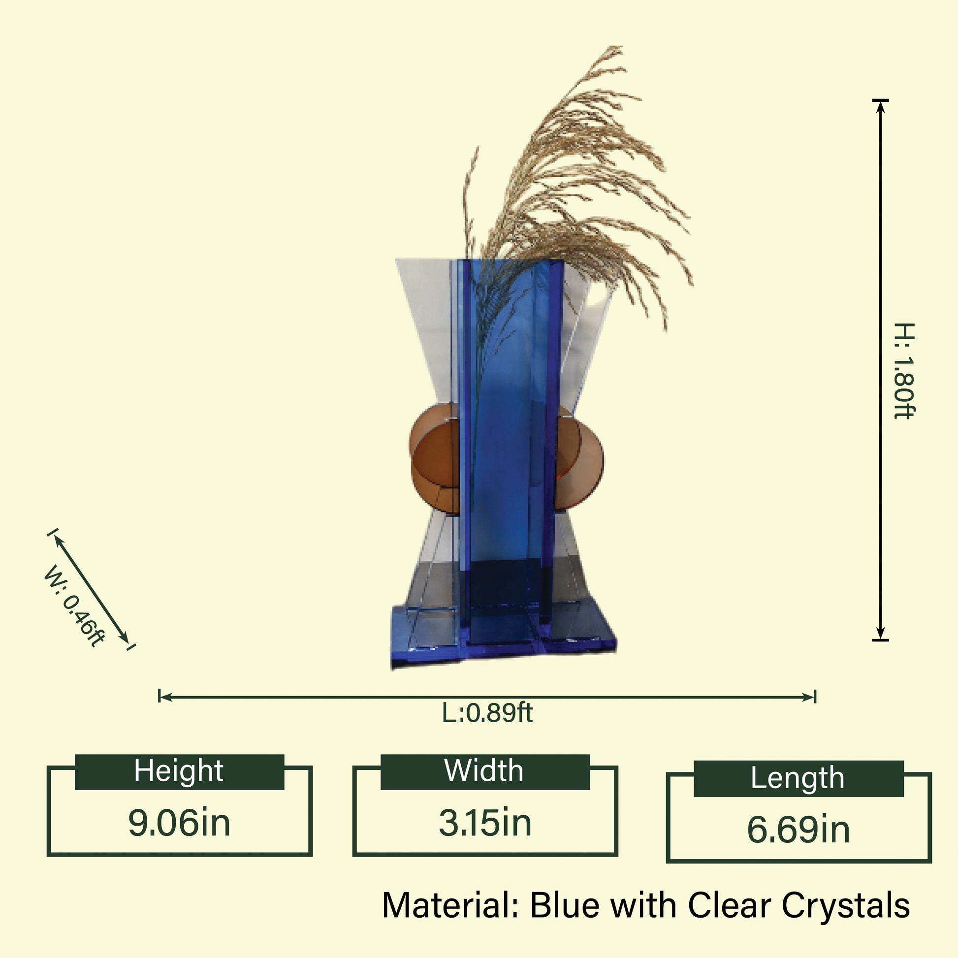 Blue Aura 9.06in scale infographic on cream