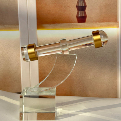 Crystal Telescope close-up, brushed brass rings