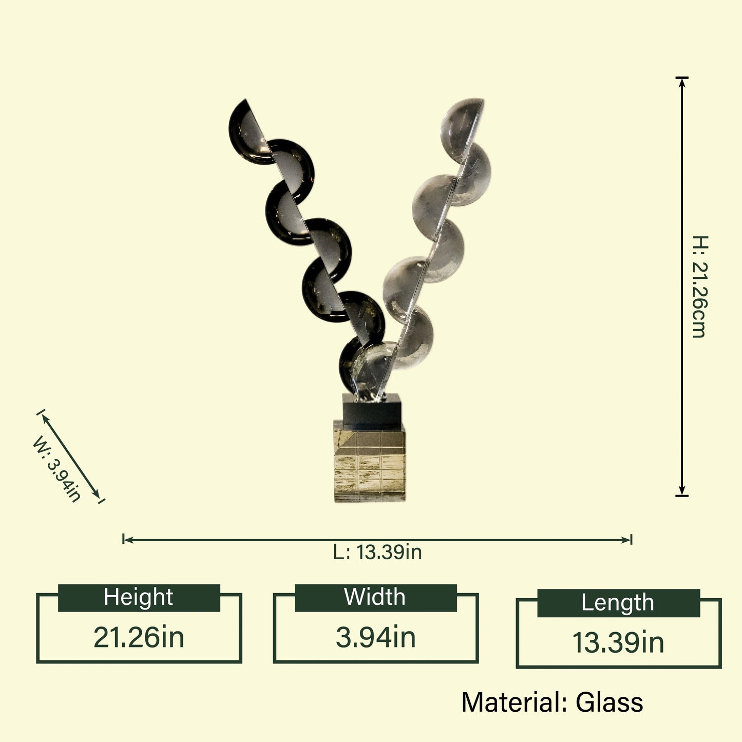Contemporary acrylic decor piece crafted with artistic curved shapes for upscale shelf and console arrangements
