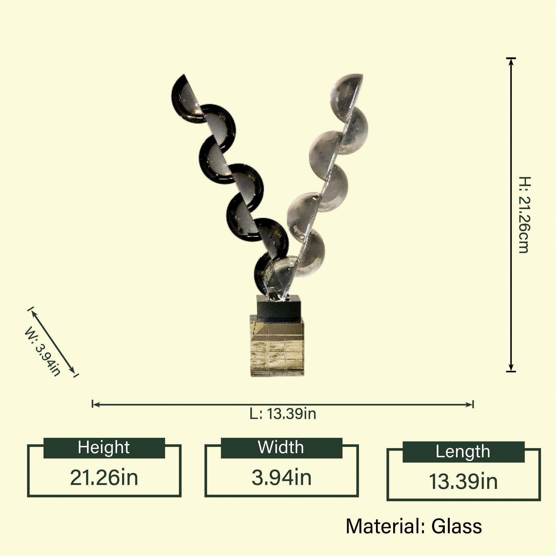 Contemporary acrylic decor piece crafted with artistic curved shapes for upscale shelf and console arrangements