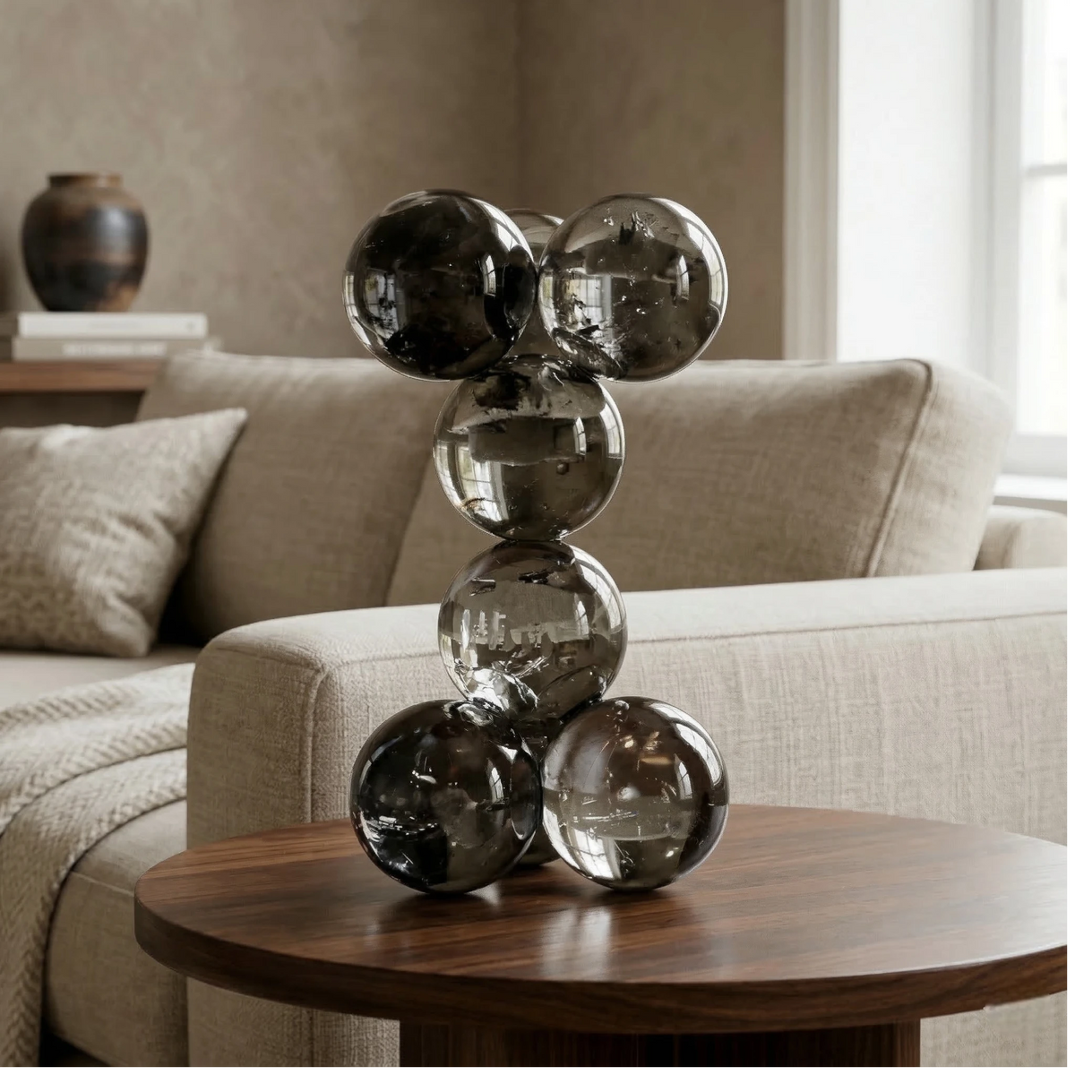 Artistic stacked glass sphere decor for premium home interiors