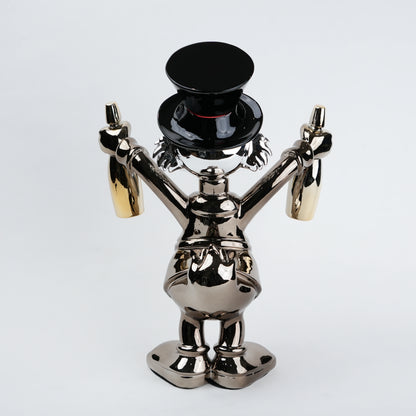 metallic duck figurine holding champagne bottles modern quirky home decor