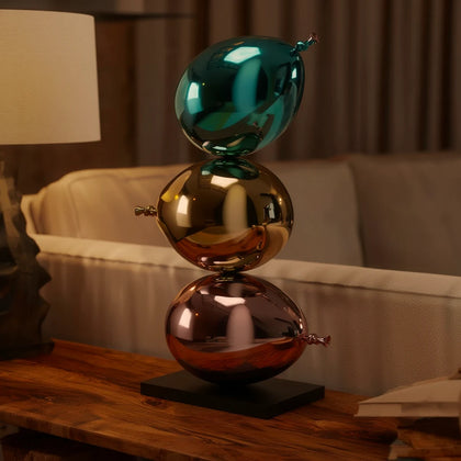 Contemporary geometric decor object with reflective finish
