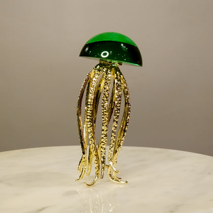 jellyfish inspired crystal decor object with metal base