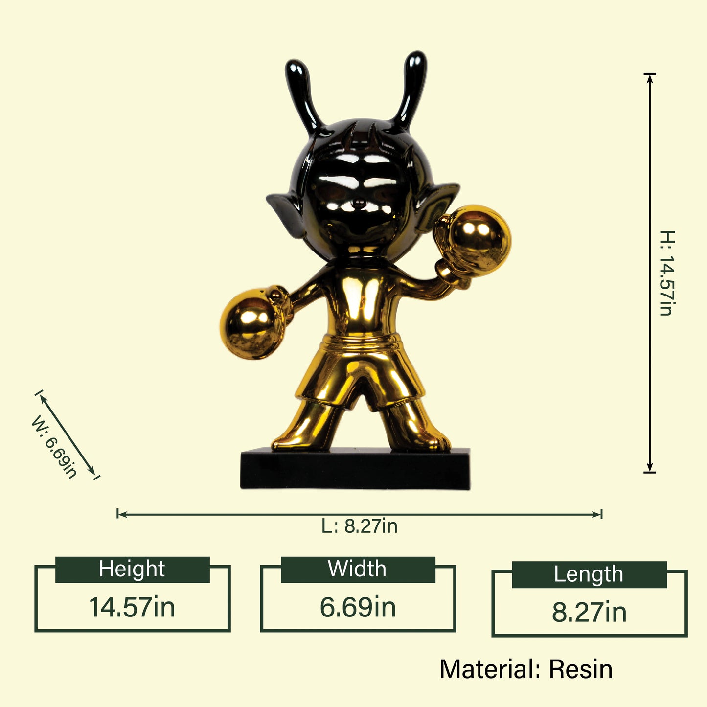 luxury cartoon style decor piece with metallic gold finish for interiors