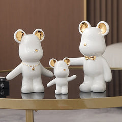 Harmony Bear Family Ceramic Decor - Set of 3
