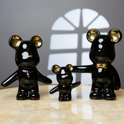 black bear decor set with gold accents for modern home tabletop styling