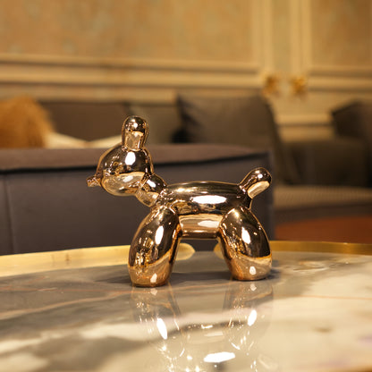 reflective rose gold poodle decor statues