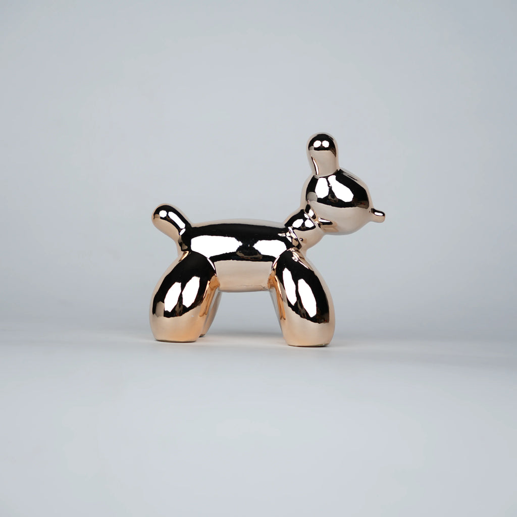 modern animal figurine decor set with rose gold poodle sculptures for tabletop styling