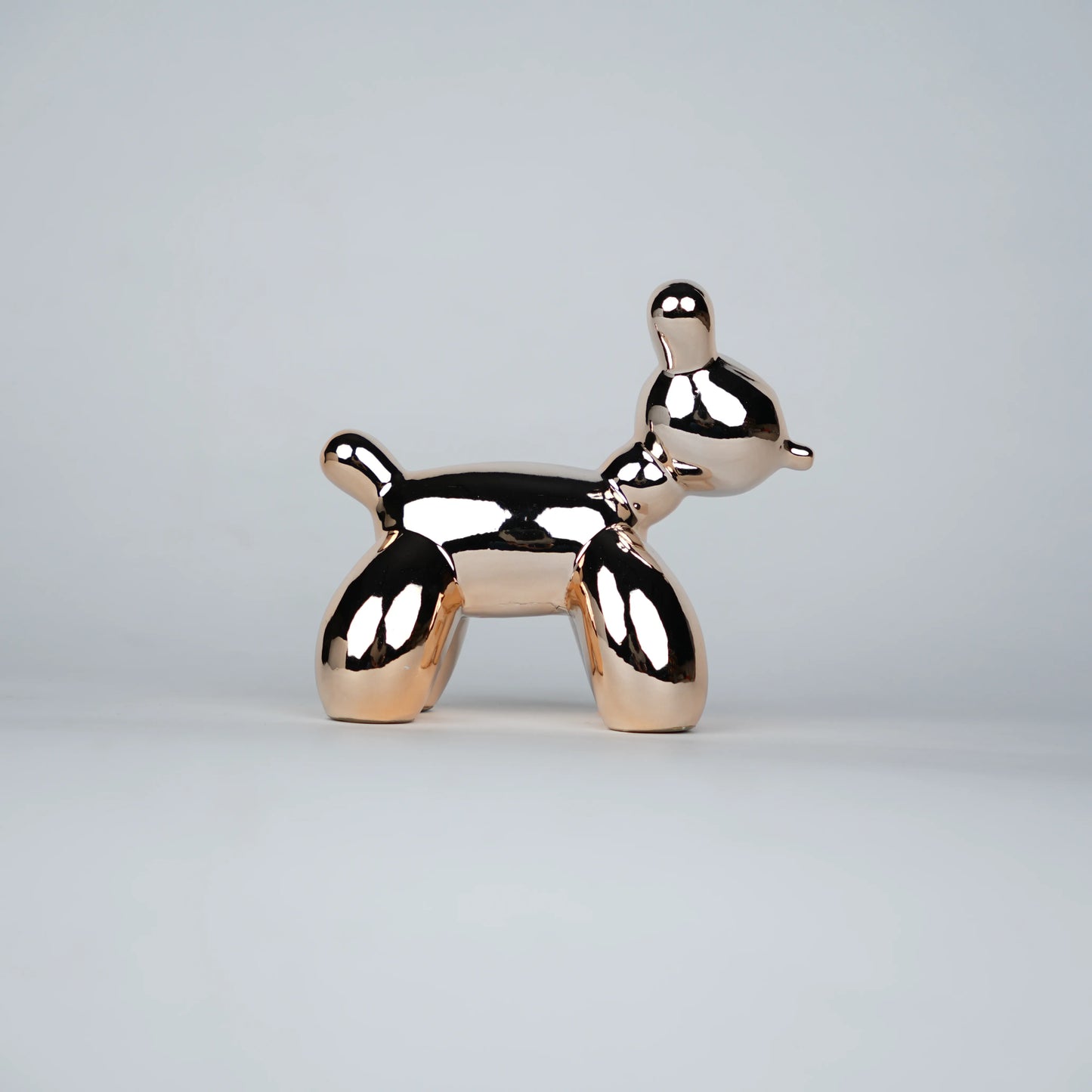 reflective rose gold poodle decor statues