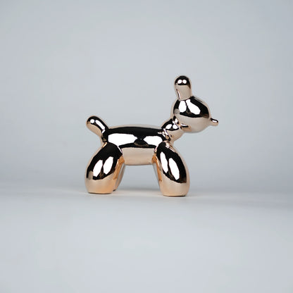 reflective rose gold poodle decor statues