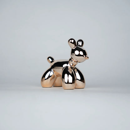 reflective rose gold poodle decor statues