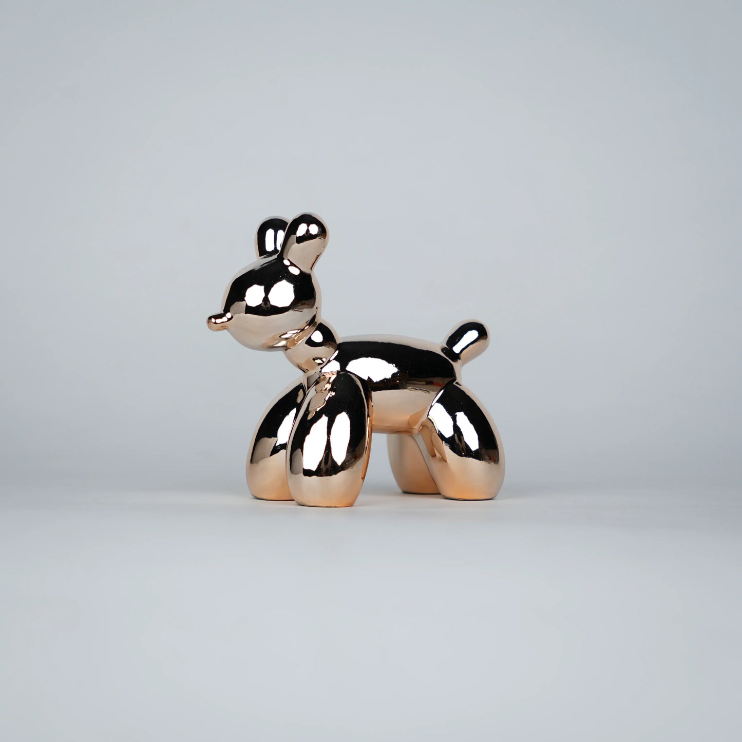 reflective rose gold poodle decor statues