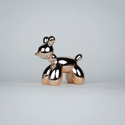 reflective rose gold poodle decor statues