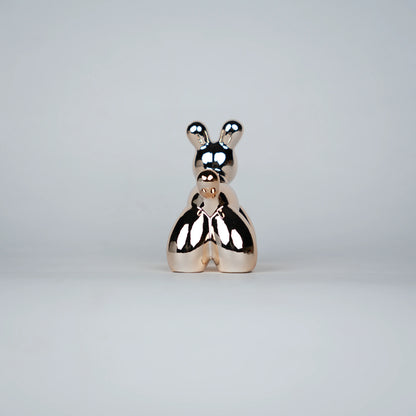 reflective rose gold poodle decor statues