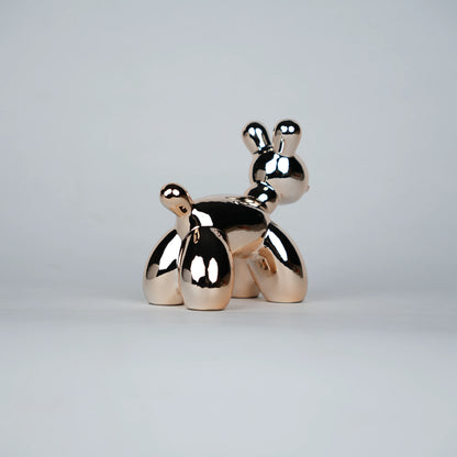 reflective rose gold poodle decor statues