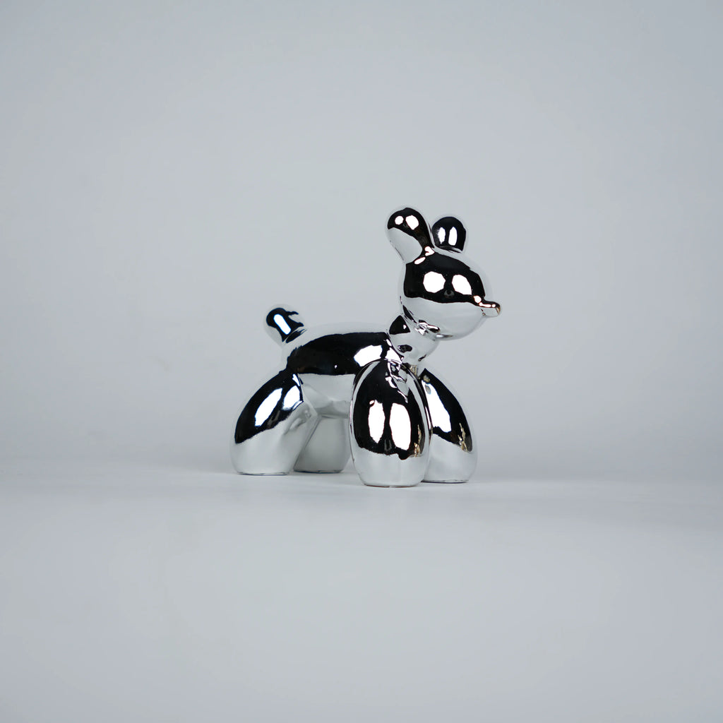 silver animal decor figurines with poodle sculptures for modern home styling