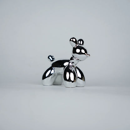 silver chrome decor poodle statues