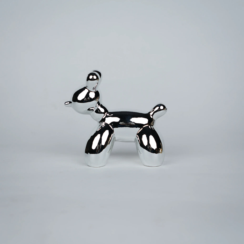 modern dog showpiece set with silver poodle decor for tabletop styling