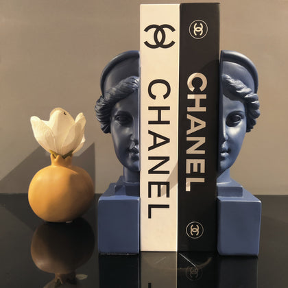 Matte blue abstract face bookend