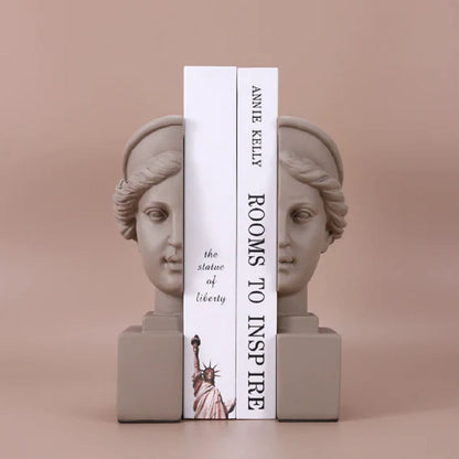 Grey abstract face bookend
