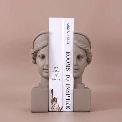 Grey abstract face bookend