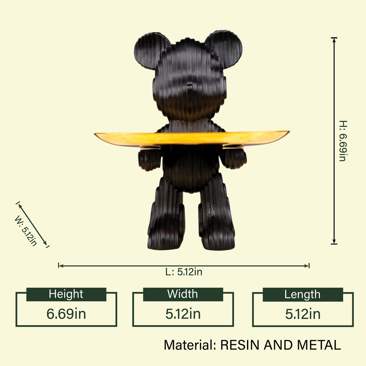 Modern artistic bear decor tray for elegant console table arrangements