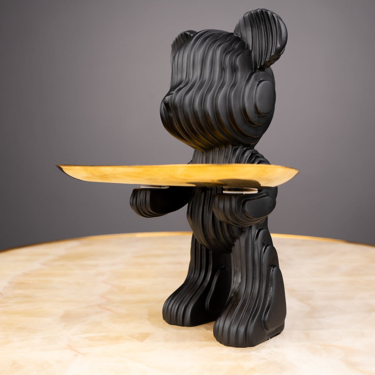 Modern black bear tray decor accent for luxury tabletop and console styling