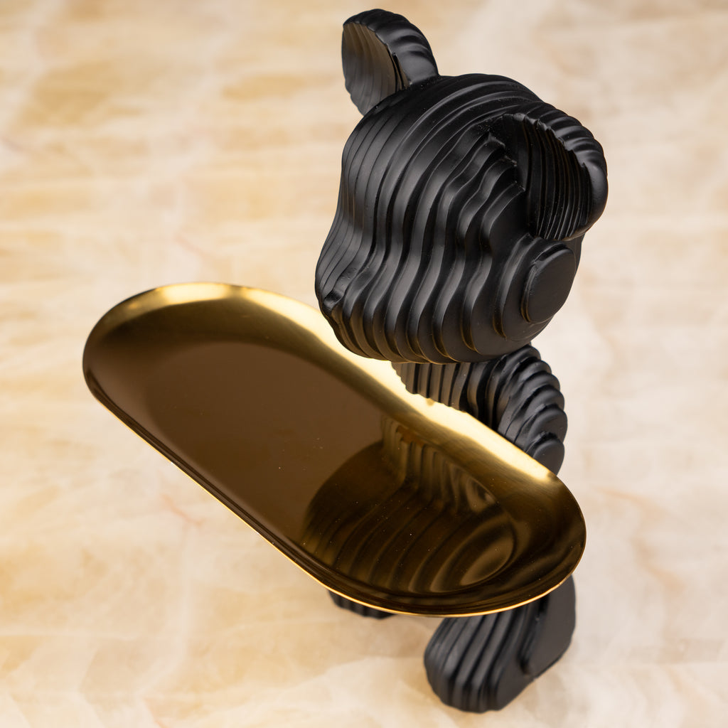 Premium black bear accent tray for designer-inspired home decor
