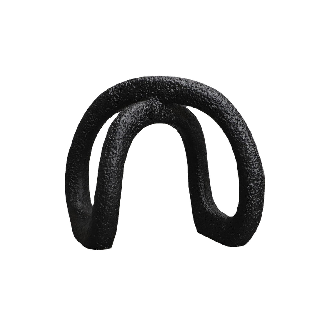 Black infinity loop decor with textured matte finish for modern interiors