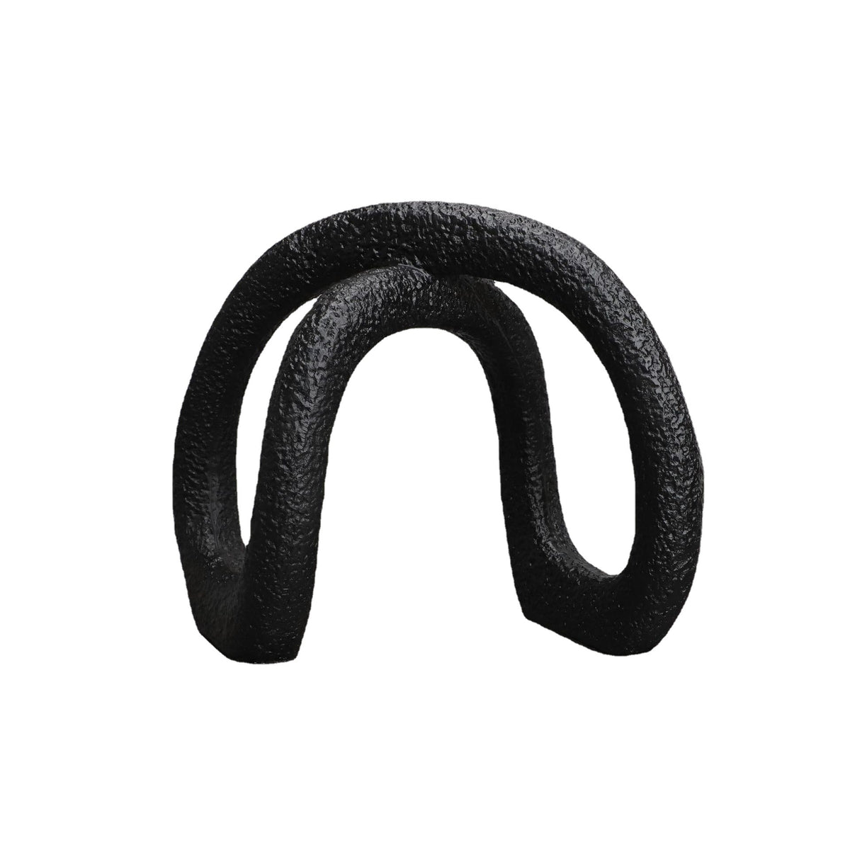 Black infinity loop decor with textured matte finish for modern interiors