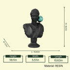 Matte black modern bust sculpture featuring an abstract human face design for luxury contemporary home décor