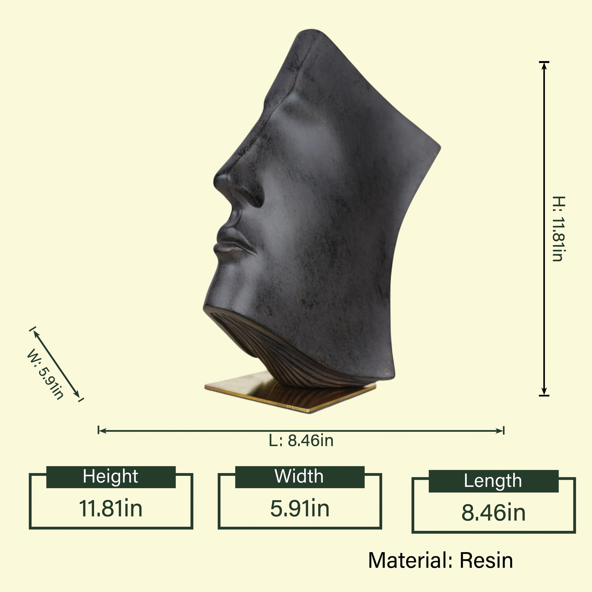 Elegant black face decor accent with modern minimalist aesthetic appeal