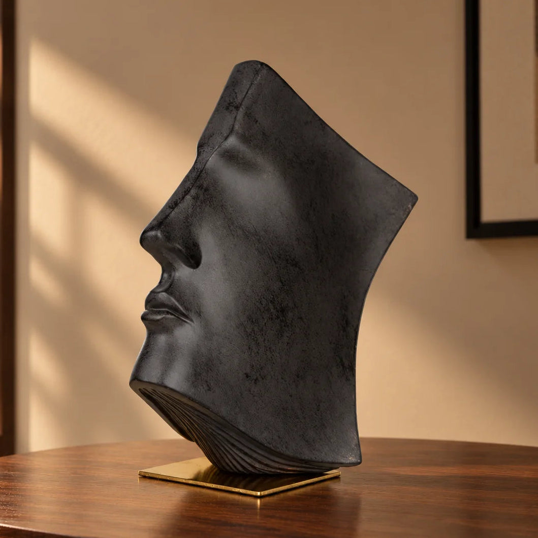 Abstract black face decor accent with artistic modern design for luxury interior styling