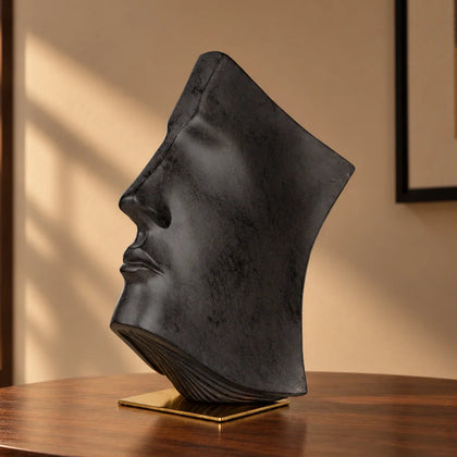 Abstract black face decor accent with artistic modern design for luxury interior styling