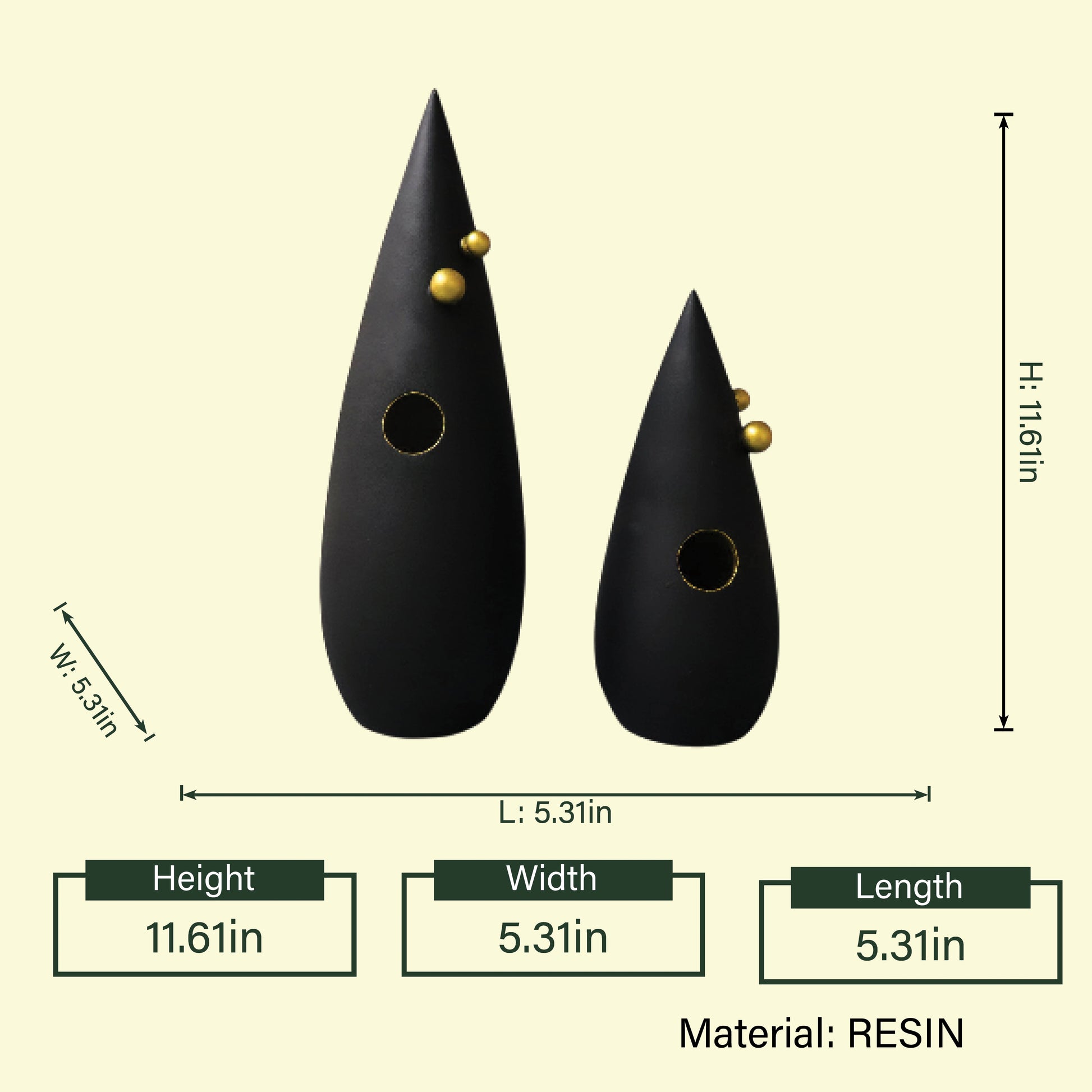 Abstract black decorative accent with gold detailing for modern shelf and console styling