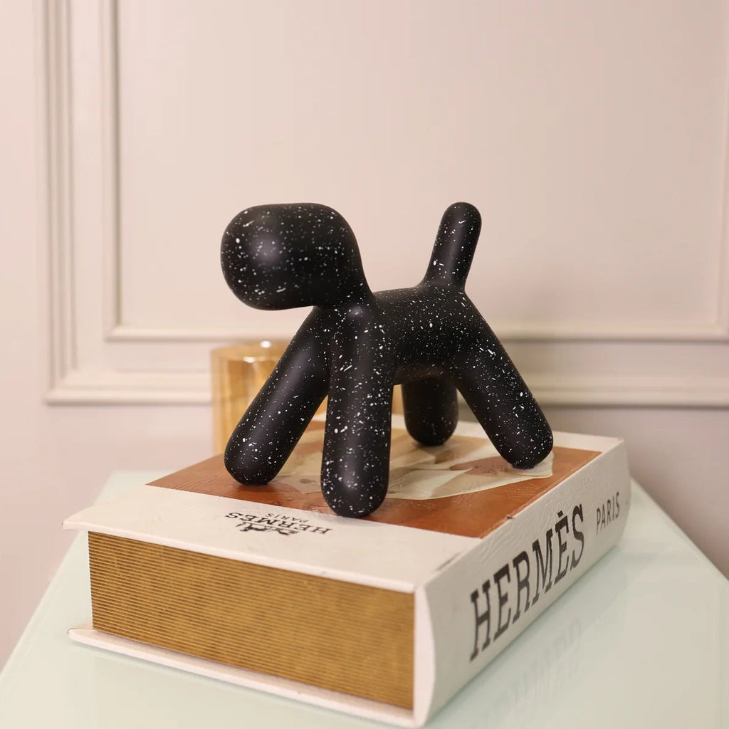 Designer black modern decor accent with playful balloon dog silhouette for elegant living room decoration