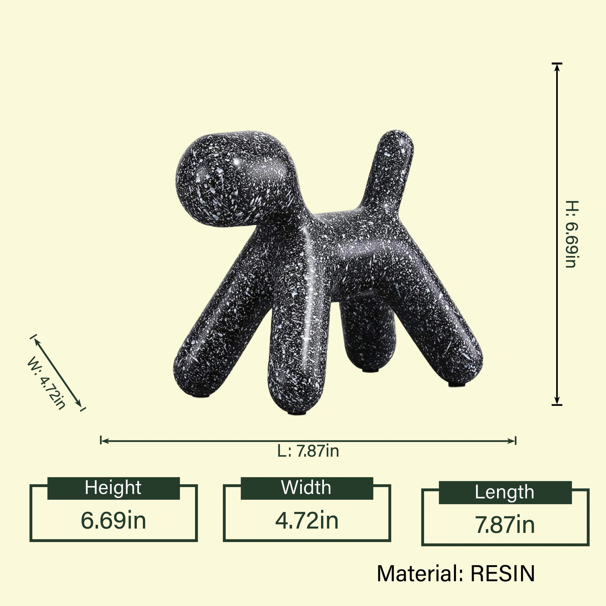 Contemporary home decor figurine featuring a textured black abstract dog design styled in a modern interior setting
