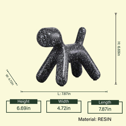 Contemporary home decor figurine featuring a textured black abstract dog design styled in a modern interior setting
