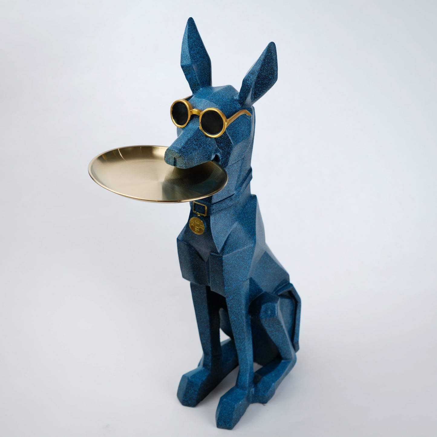 geometric dog butler decor with tray modern home accent