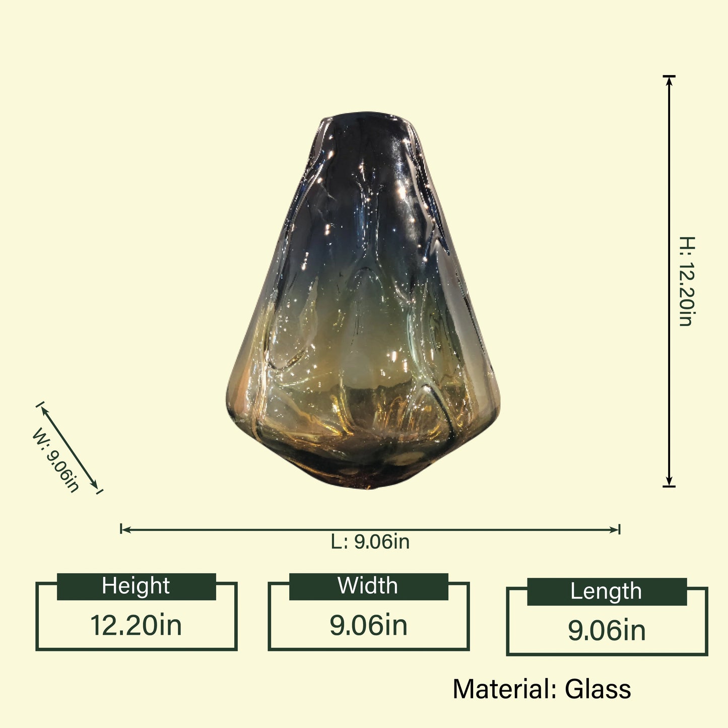Azure Dawn Handblown Glass Vase