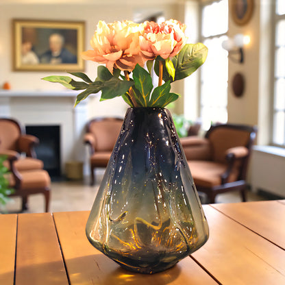 Sapphire Sunburst Handblown Glass Vase