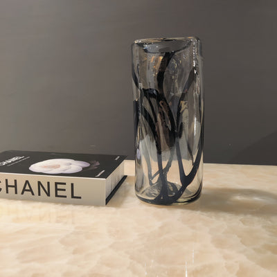 Midnight Swirl Handblown Glass Vase