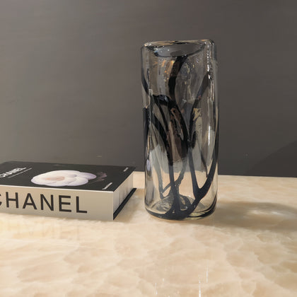 Midnight Swirl Handblown Glass Vase