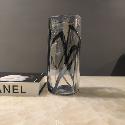 Midnight Swirl Handblown Glass Vase