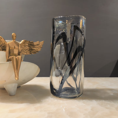 Midnight Swirl Handblown Glass Vase